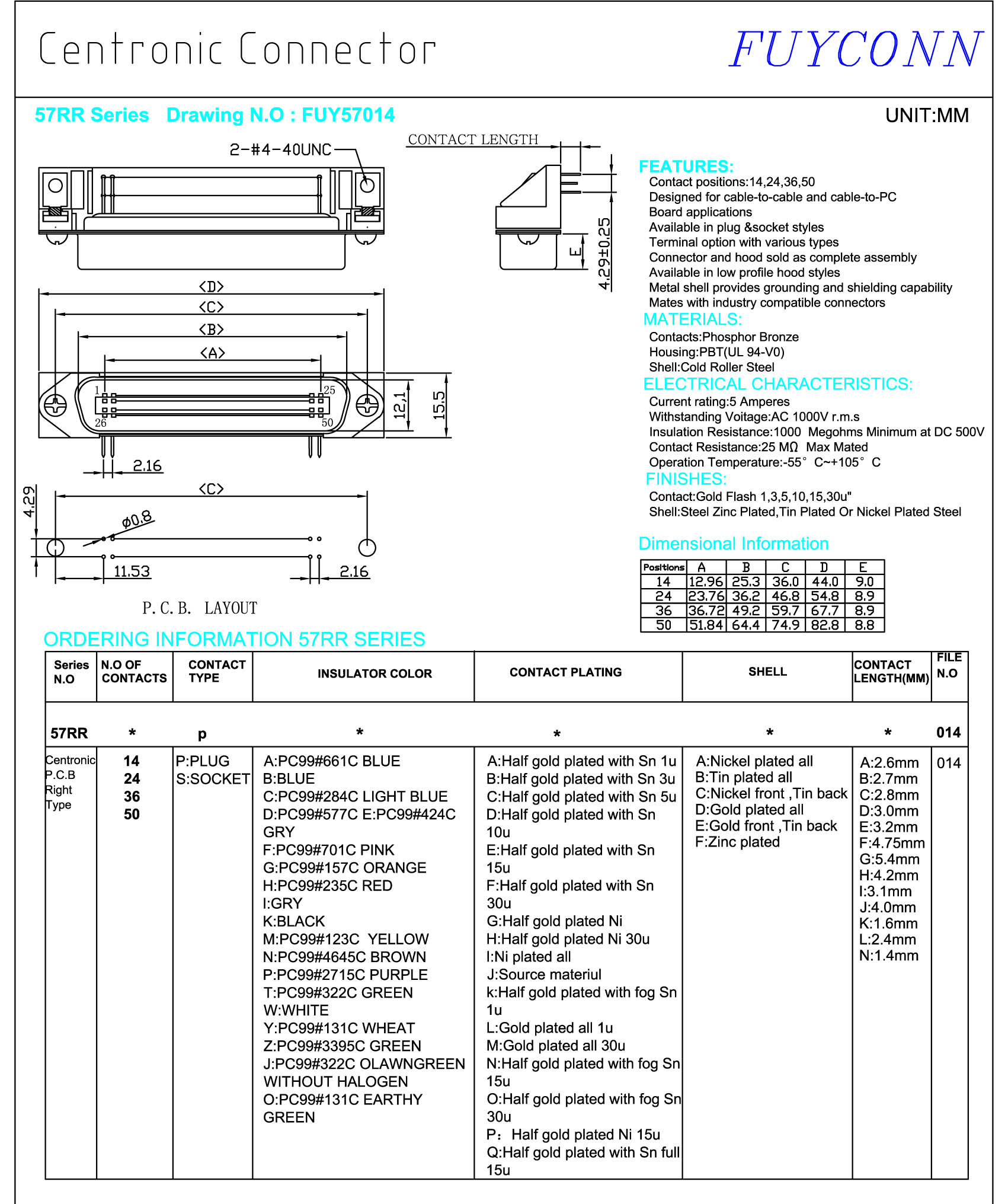 Соединитель доски PCB соединителя 32paris Pin мужчины 64 Centronics прямоугольный