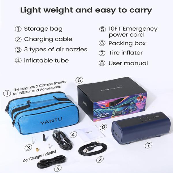 Effortlessly Inflate Your Car Tires with YANTU A22 Double Cylinder Cordless Tyre Pump