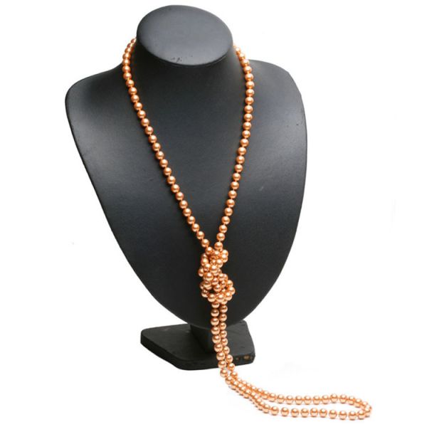 Luxury Gold Color Round 8mm Shell Pearl Sweater Necklace 55 Inches (N08230)