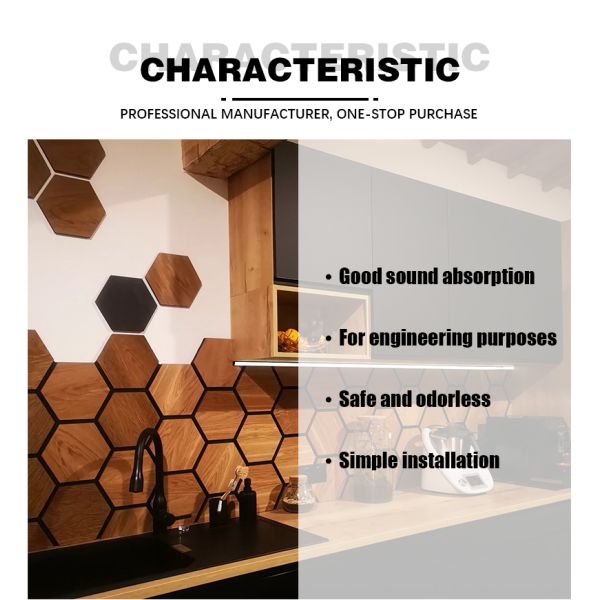 Modern Hexagon AKUpanel Grade B1 Fireproof 2400x600mm Sound Proofing Wall Panels