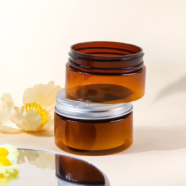 ISO 9001 Certified Amber Color Plastic Cream Jar with Light-Blocking Protection and Wide Opening for Easy Filling