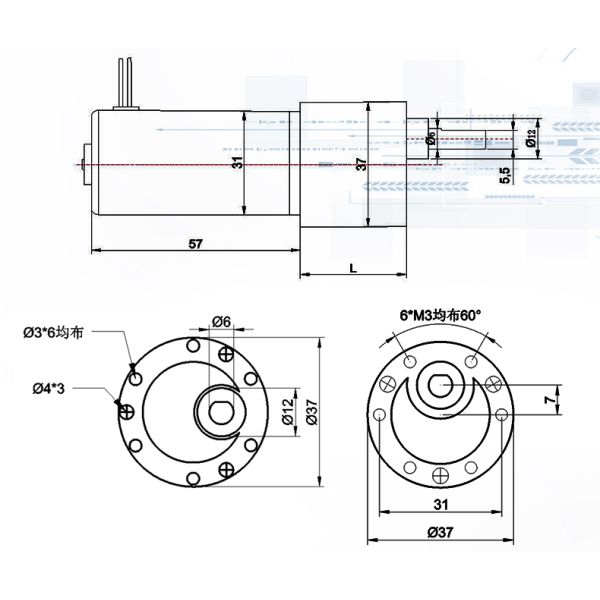 Мотор шестерни DC JGB37-3157 37MM электрический