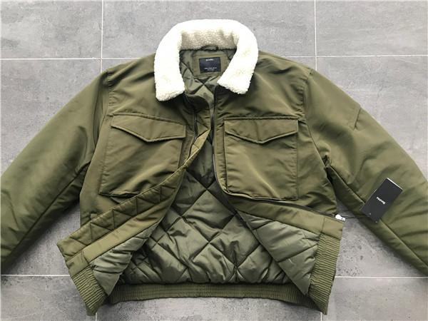 Fatigue 100 Polyester Bomber Jacket Mens With Padding And Sherpa Collar