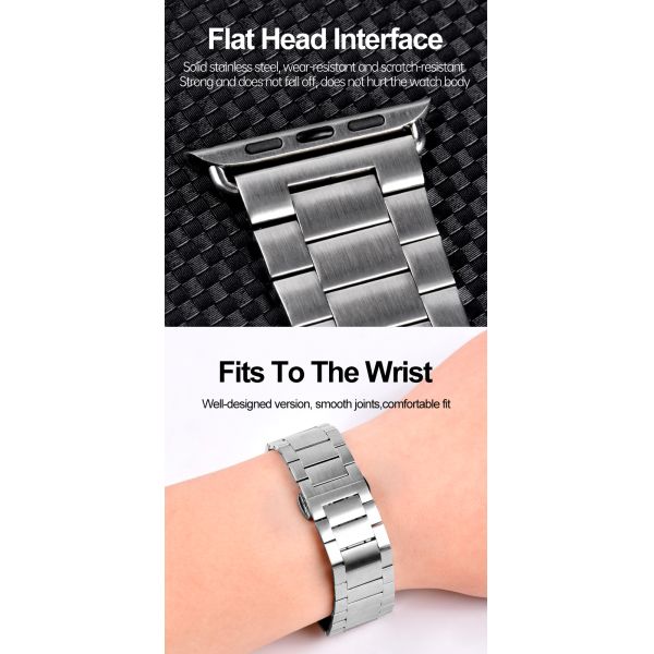 Solid Stainless Steel Watch Band · Compatible With Smartwatches