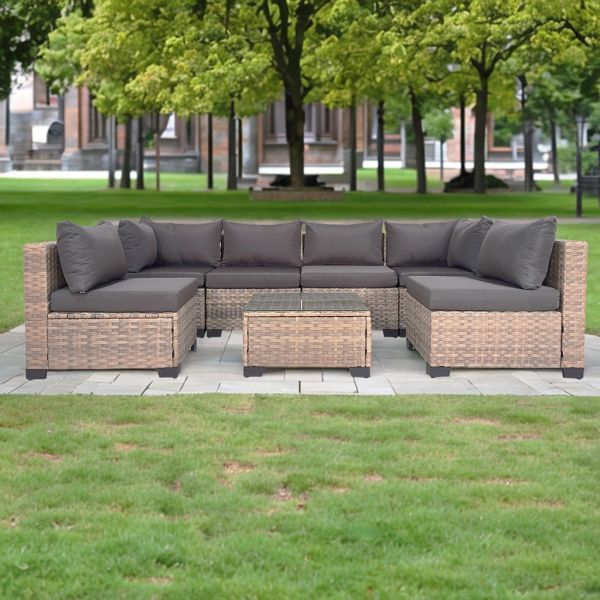 Wholesale Sectional Sofa Garden Corner Set Factory Hot Sale Customizable Outdoor Rattan Sofa