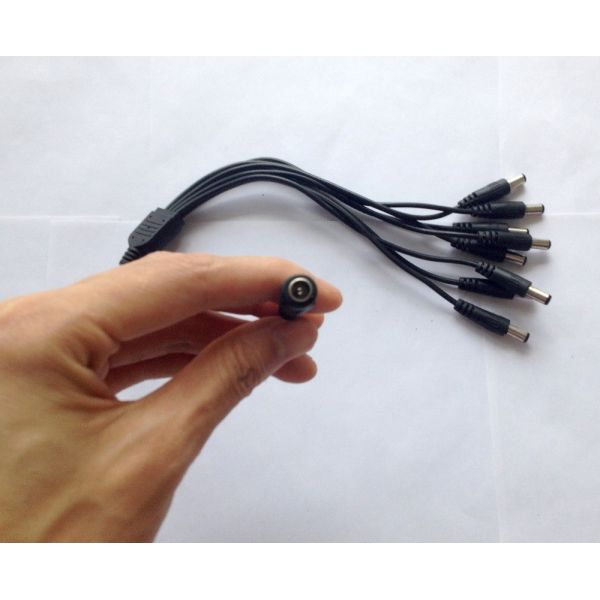 1 Male to 8 Dual Female Splitter Cable for 5.5mm/2.1mm CCTV Camera DC Power CE Approved