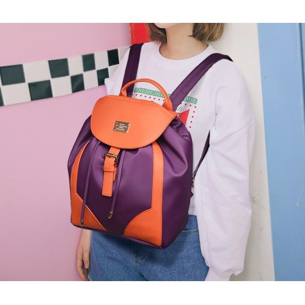 2016 new nylon with PU leather travel bag hit the color shoulder bag Mummy College fashion women's backpack