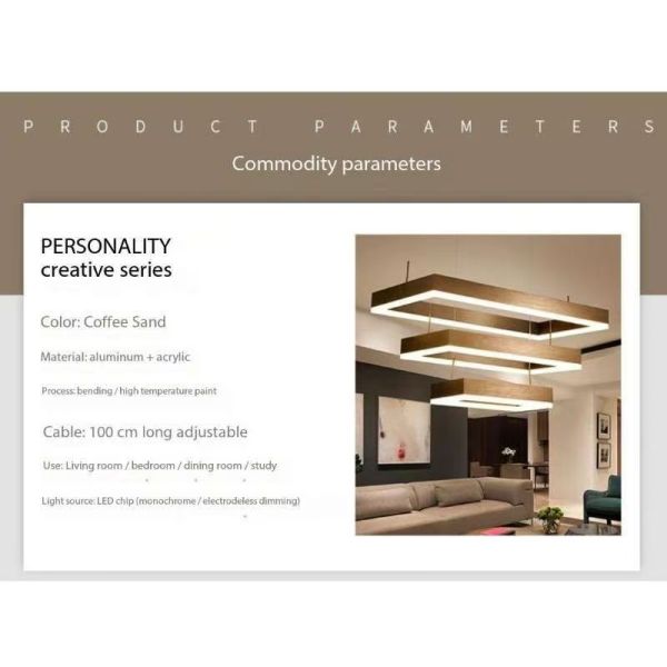 Tercera planta Sala de estar pequeña lámpara de candelabros modernos sencillos rectangulares Iluminación nórdica Salón Restaurante Bar Iluminación colgante