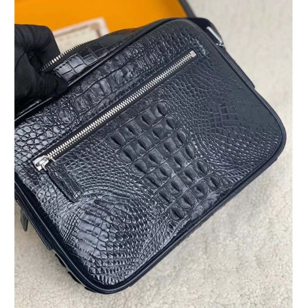 Authentic Crocodile Leather Men's Messenger Bag Small ZIP Flap Purse Genuine Alligator Skin Male Cross Shoulder Bag