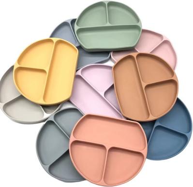 Silicone Baby 17cm Infant Feeding Dishes High Temperature Resistance Weaning Plates Suction Tableware