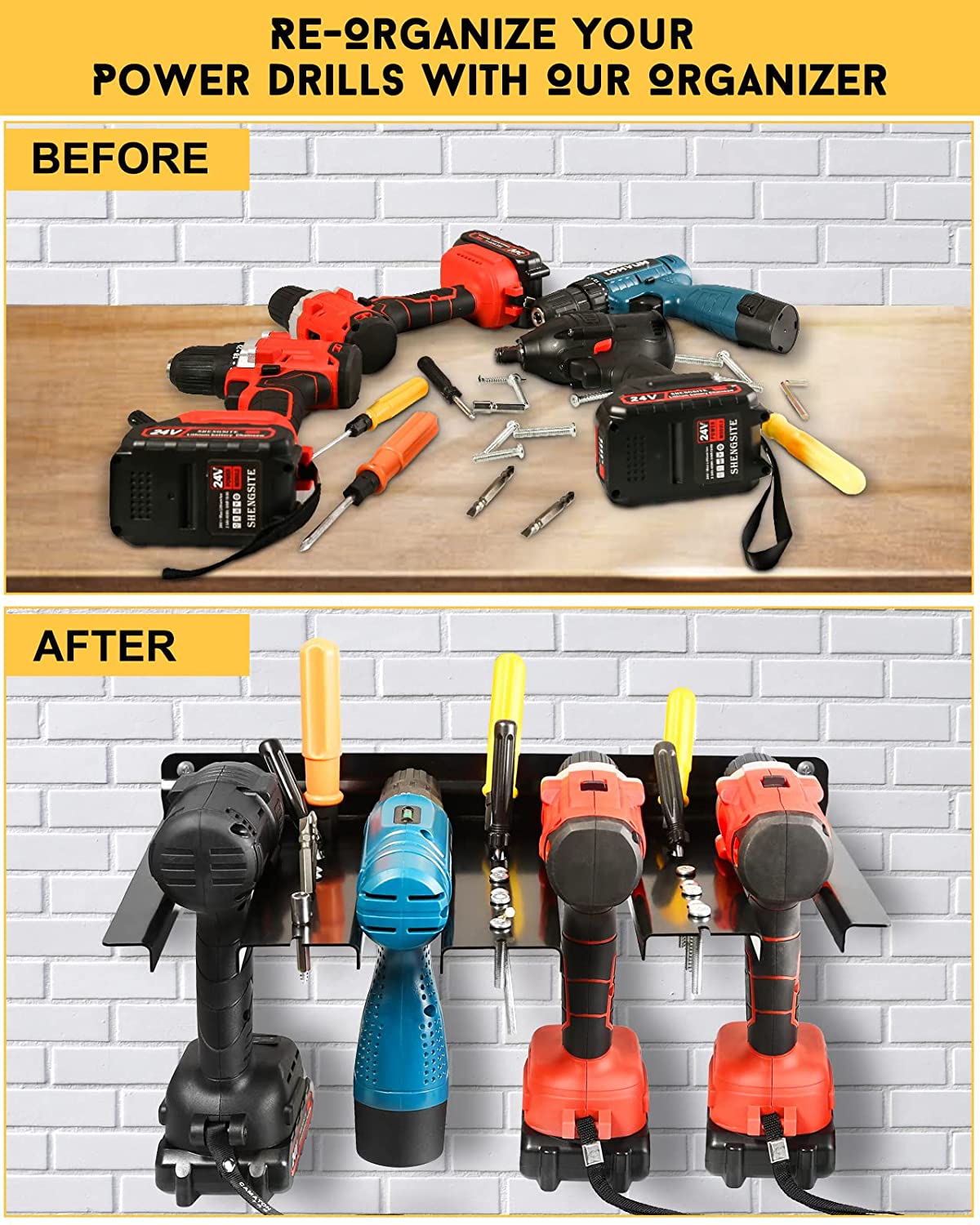 Электроинструмент беспроводное сверление Стальная стойка для хранения для тяжелой работы Алюминиевый организатор держатель