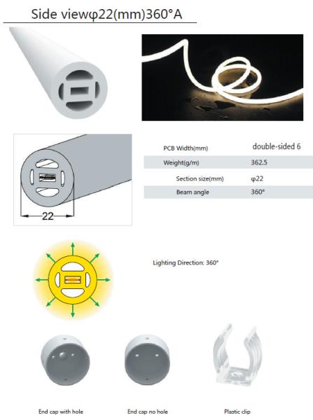 22mm Silicone LED Tube 360 Degree Flexible For Decorative Lighting