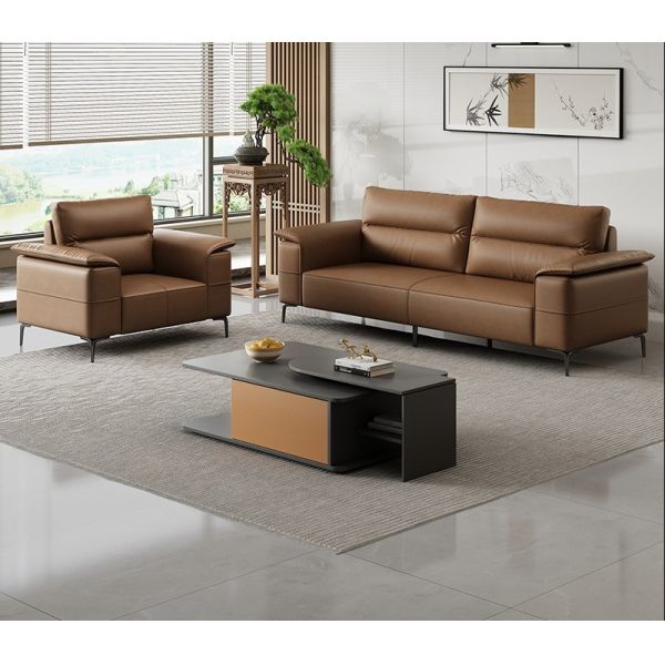 Роскошный кожаный диван Итальянский секционный диван Офисная комната Зал ожидания Диван Офисная мебель Коммерческий офис Рецепция диванный комплект