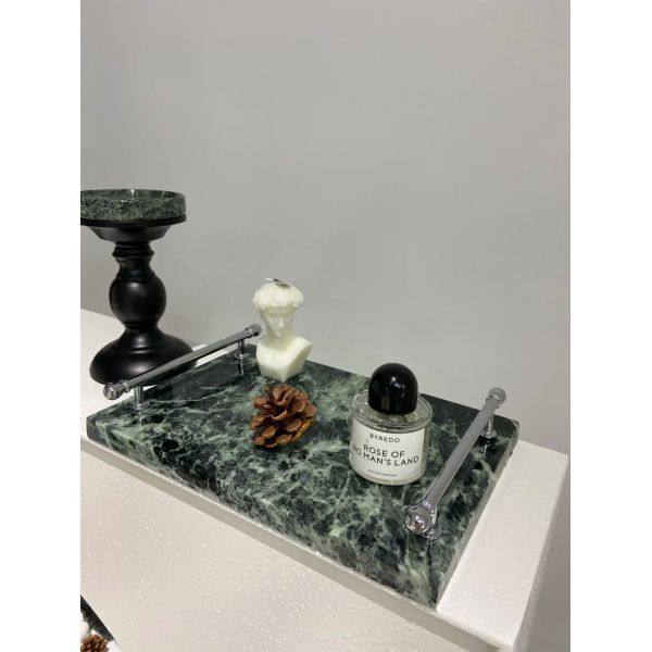 Pradas Verde bandeja de la vanidad de mármol verde rectangular con superficie pulida