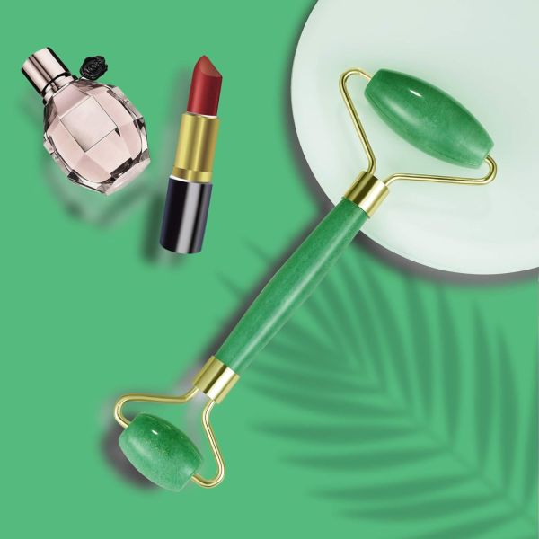 Массаж лица 100% натуральный кристаллический зеленый авентуриновый ролик для лица