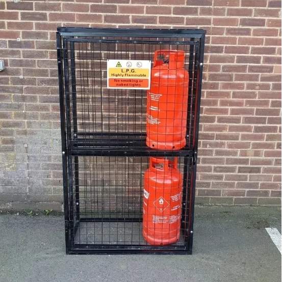 Powder Coated Metal Mesh Steel Gas Cage Storage Orange Cylinder Cage