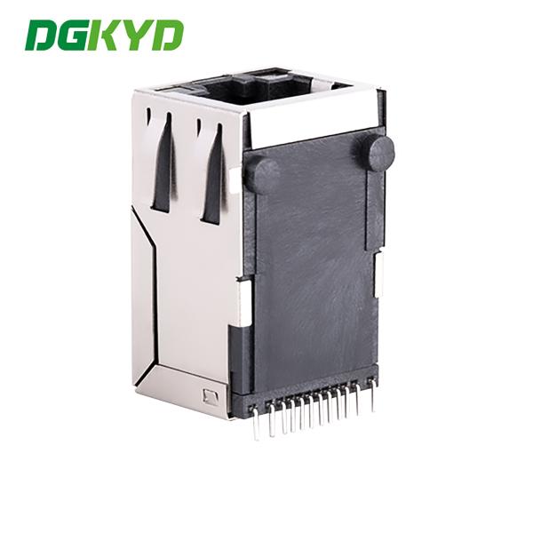 Connecteur de circuits imprimés RJ45 à écran métallique SMD CAT5 Rj45 Jack magnétique, G / Y LED RJ45 port Ethernet transformateur réseau de 100 Mbps KRJ-SM002NL