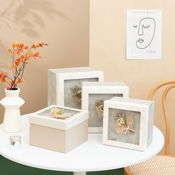Herbal Dream Gift Box Set Square Minimalist Lipstick Perfume Packaging Natural Dried Flower Decor
