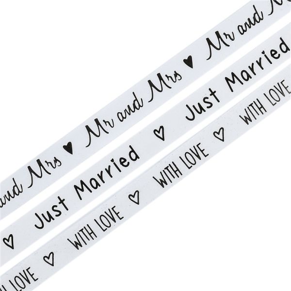 Custom Printed Cotton Ribbon 15mm*10m White Gift Packing Ribbon