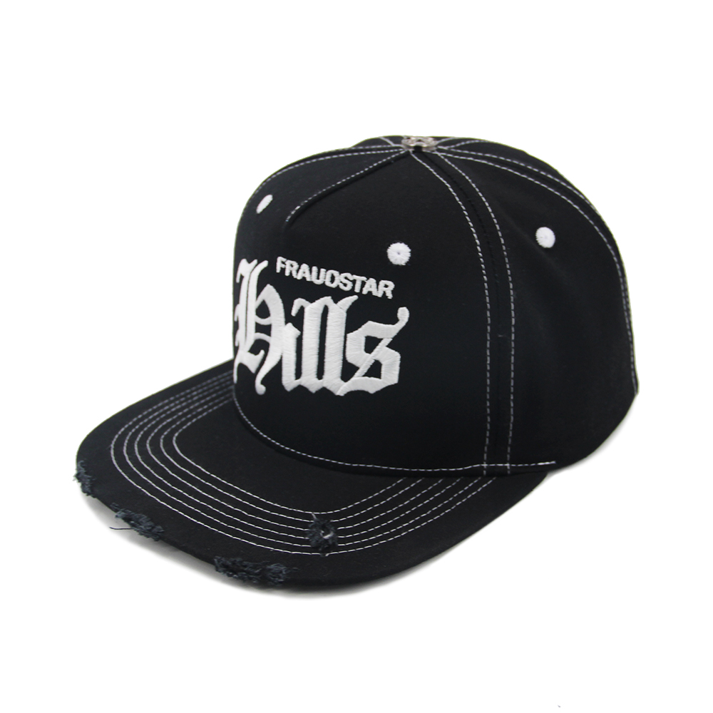 Custom A Frame 5 Panel Baseball Caps 100% Cotton 3D Embroidered Two Tone