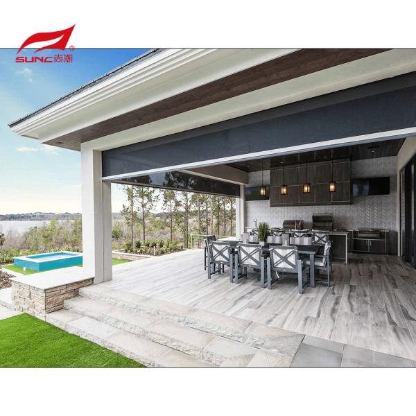 Motorized Outdoor Roller Blinds Patio Window Sunshade Zip Track Blinds