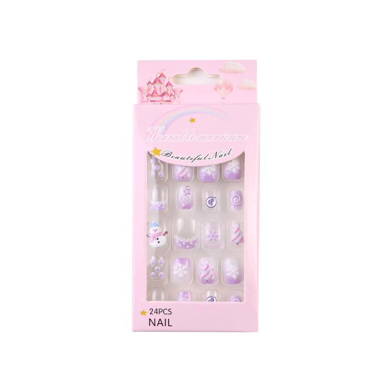 Christmas 3D Kids Press On Nails 24pcs Easy To Apply For Xmas Holiday