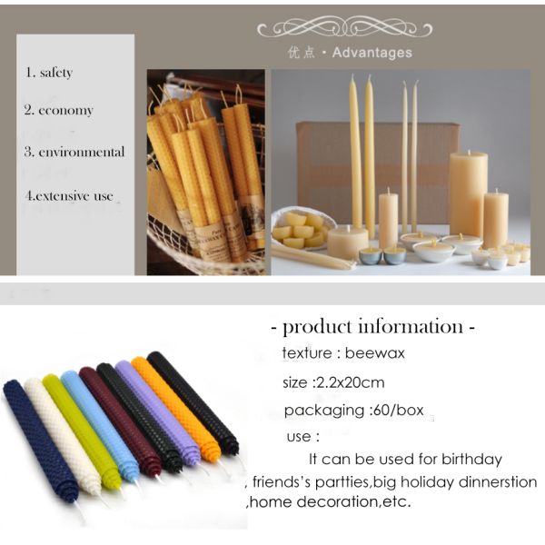 Custom Wedding Long Lasting Scented Candles Colorful Carved Beeswax Pillar Candles