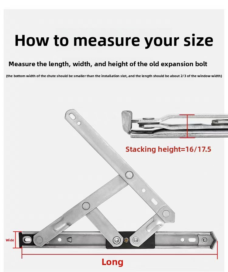 304 Stainless Steel Modern Simple Sliding Support Casement Window Hinge Outward Opening 3mm Thick Xiongfeng XF-CG010 Windproof