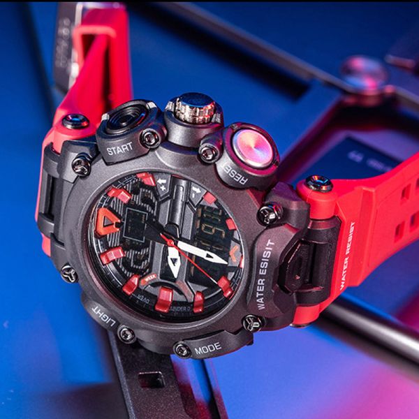 Acrylic Mirror Digital Sports Watch 50 Meters Waterproof Chronograph Wrist Watch