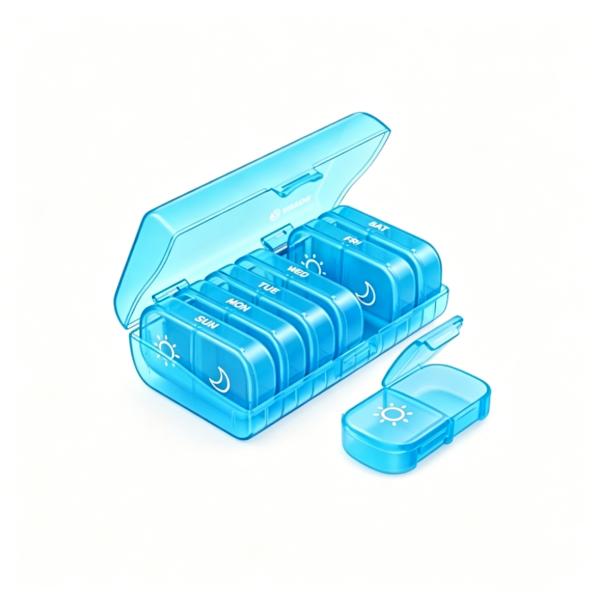 Weekly Pill Organizer 2 Times a Day, Pill Box 7 Day with One-Side Large Openings for Easy to Use, Black Privacy Protection AM PM Pill Case for Medication, Vitamins, Fish Oils, Supplements