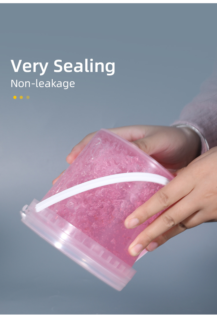 Продажа 2 л бело-черно-прозрачная пластиковая ведра с крышкой для закусок пищевого качества