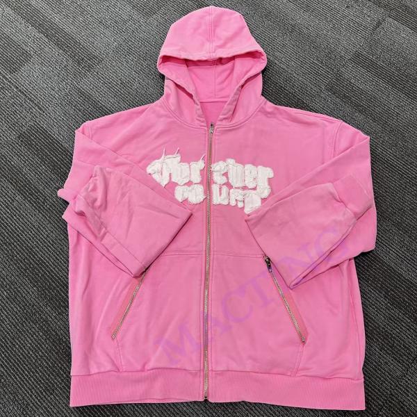 500 Gsm de algodão espesso zipper bolsos bordados bordados Hoodie Homens alinhados Hoodies personalizado