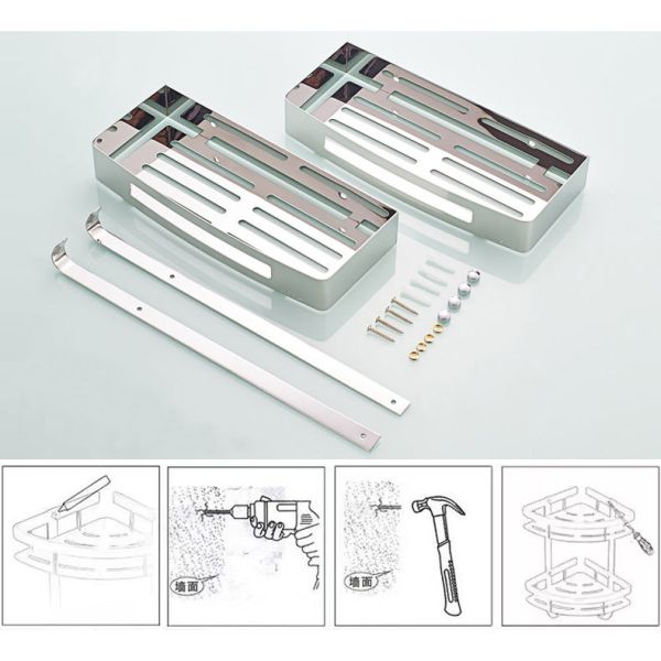 Mirror Polishing Silver Wall Mounted Bathroom Shelf SUS304 Stainless Steel Material