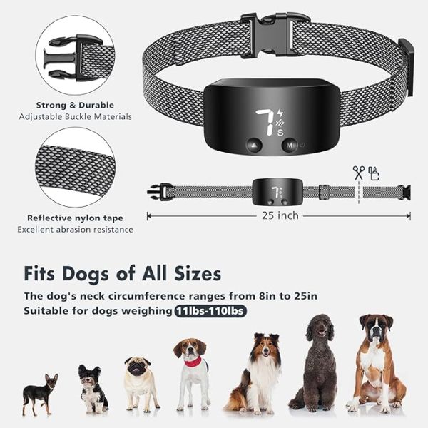 Adjustable Sensitivity Dog Training Collar Rechargeable Anti-Barking Collar for Dogs