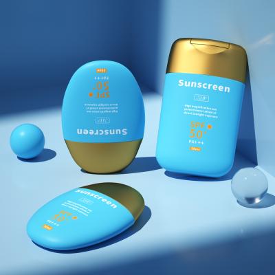 30g/50g Blue oval smooth bottle with Golden lid for fragrance and sunscreen stick