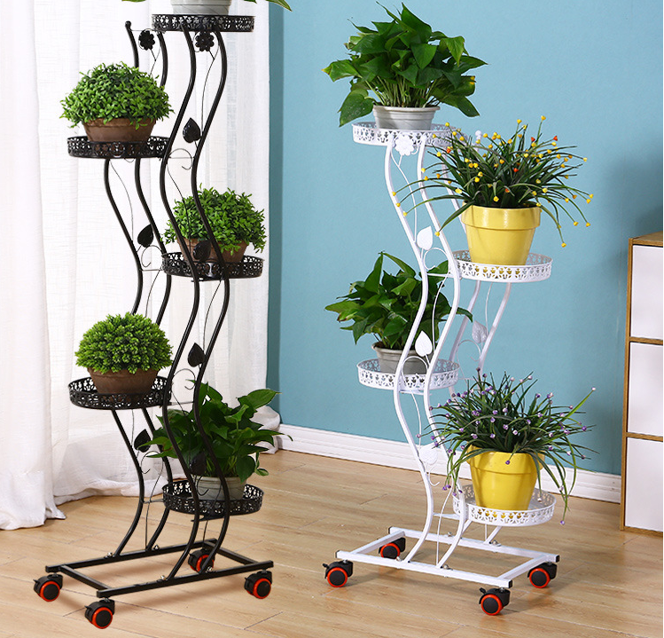 Anti Corrosion H81cm 6 Tier Metal Plant Stand For Decoration