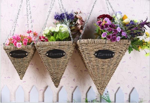 Cone Shape Hanging Basket Hand Woven Cheap Wicker Hanging Basket for Sale