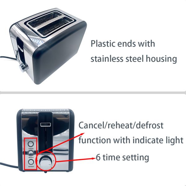 Small Kitchen Appliances Electric Bread Toaster Stainless Steel Pop Up Sandwich Toaster With Double Slot