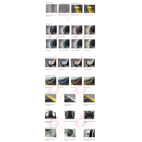 Customized Moving Walk Escalator Parts Step / Handrail Lighting Skirting Panel