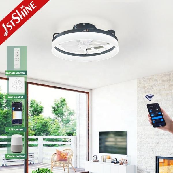 Lâmpadas de plástico ABS transparente 20 polegadas ventilador de teto com luz LED e design de montagem flush