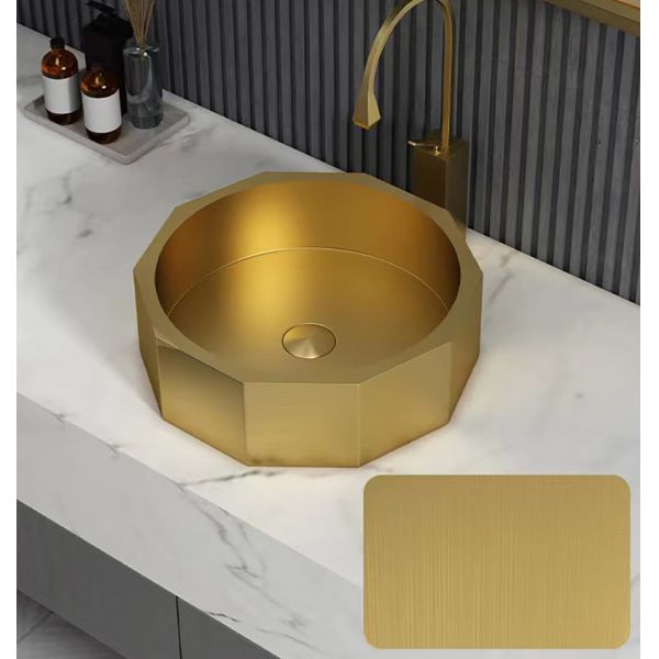Luxury Stainless Steel Wash Basin , Brushed Gold Vanity Vessel Sink OEM ODM