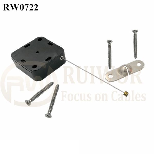 RW0722 Square Retractable Cable Plus 10x31MM Two Screw Perforated Oval Metal Plate Connector Installed By Screw