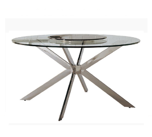 Stainless Steel Tempered Glass Round Table , Clear Living Room Round Table