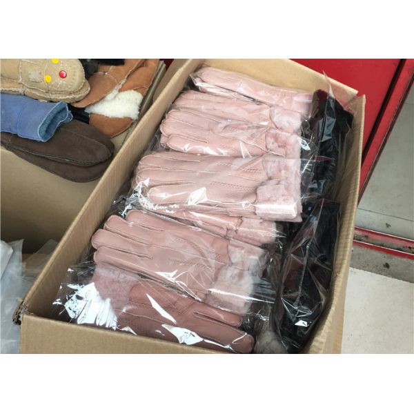 Перчатки овчины черного толстого меха самые теплые с выравниваться Ламбсвоол водоустойчивый