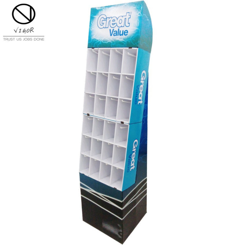 Custom Logo Corrugated Cardboard PDQ Floor Display Stand for Promoting Capes and Hats