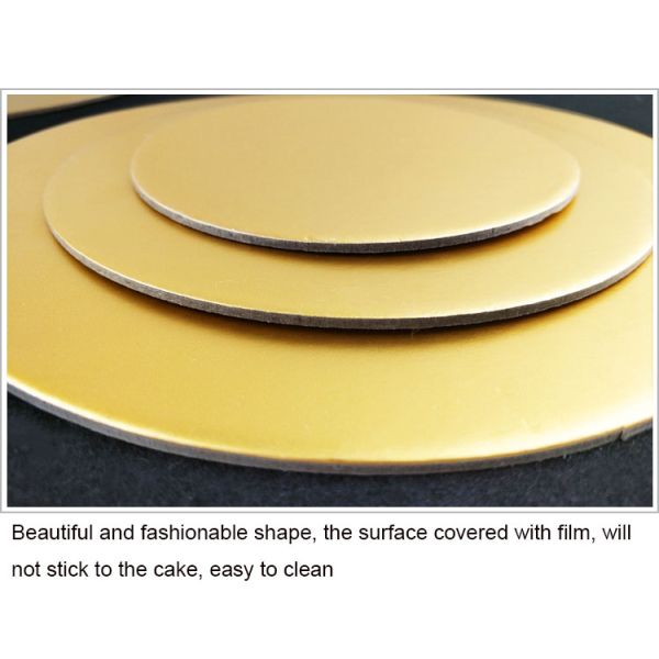 Золотые тортовые доски Картонные продукты питания и напитки Гладкий тортовый барабан Круглая форма для тортового магазина