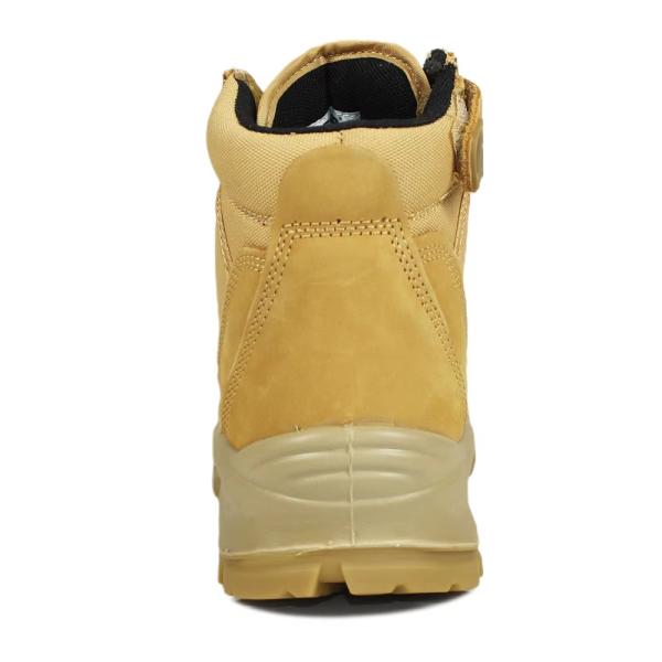 Nubuck Leather Zip Side Lace Up Anti Slip TPU Outsole Steel Toe Hiking Boots