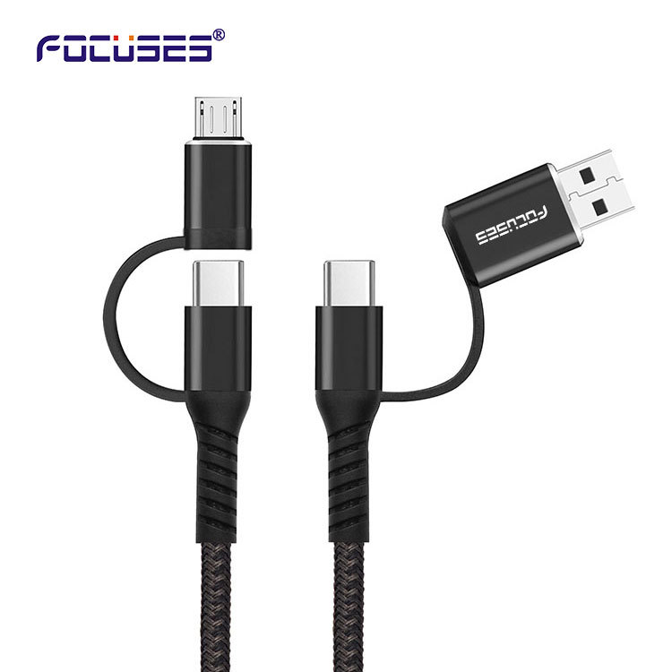 PD 60W Nylon Braided Lightning Cable Fast Charging 4 In One USB Cable