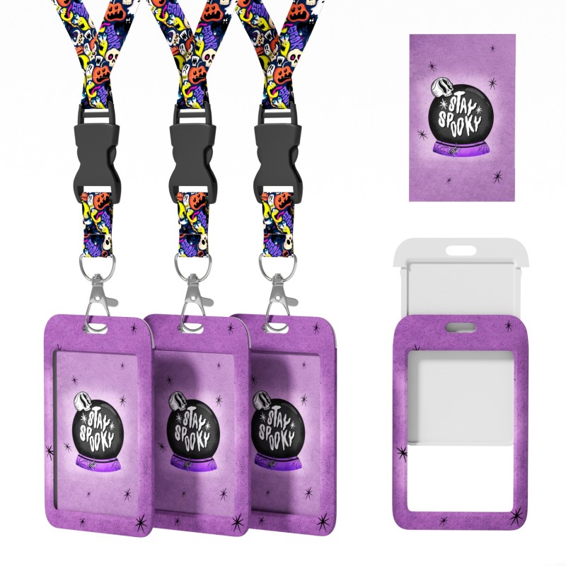 Casual Halloween Work Identity Badge Holder with Printed Logo and Lanyard Festival Auto Industry Specific ID Card Holder