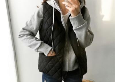 Wadded Ladies Black Vest Quilted Sleeveless Jacket Warm Down 100% Polyester